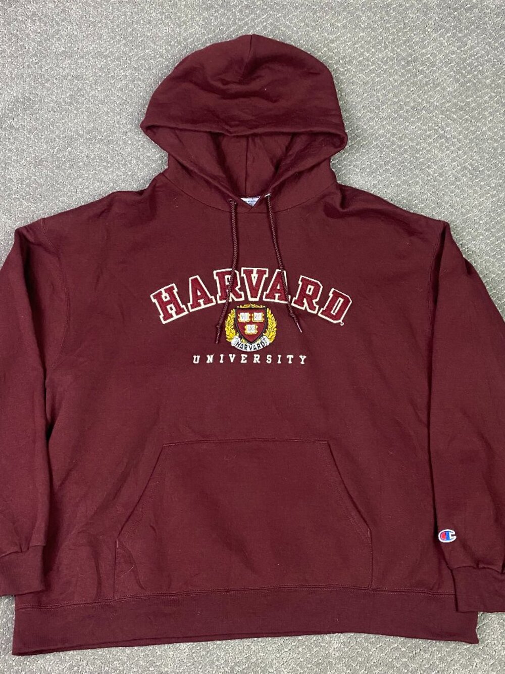 Champion Harvard University Hoodie Mens 2XL Crimson Embroidered Pullover Preppy